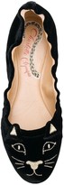 Thumbnail for your product : Charlotte Olympia Kitten Embroided Ballerina Shoes