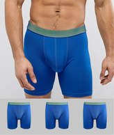 Thumbnail for your product : Trunks ASOS DESIGN ASOS Long Line In Blue With Neon Mesh Waistbands 3 Pack