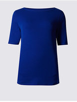 Thumbnail for your product : M&S Collection Pure Cotton Slash Neck Half Sleeve T-Shirt