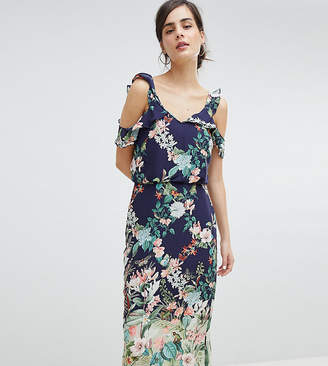 Oasis Fitzwilliam Cold Shoulder Floral Print Midi Dress