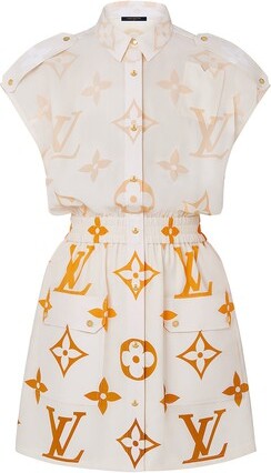 【ルイヴィトン・Louis Vuitton 】Collarless Silk Shirt Dress louis-vuitton-collarless-