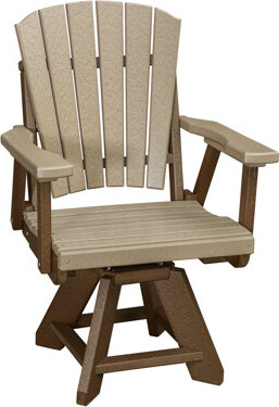 American Furniture Classics Dining Height Swivel Arm Chair in Weatherwood with a Tudor Brown Base