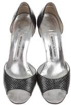 Thumbnail for your product : Manolo Blahnik Snakeskin D'Orsay Pumps