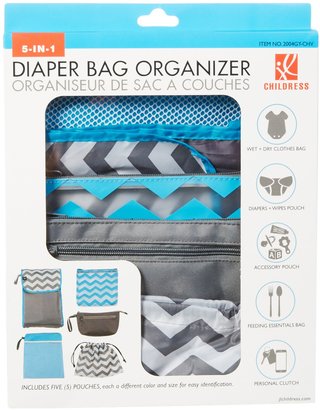 J L Childress Diaper Bag Organizer 5 Piece Set - Grey/Chevron