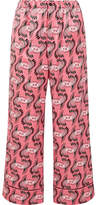 Thumbnail for your product : Fendi Printed Silk-satin Wide-leg Pants