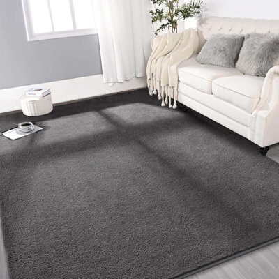 Large Ultra Soft Modern Area Rugs For Living Room Bedroom, 6X9 Feet Dark Grey Thickened Memory Foam Indoor Solid Minimalist Carpets, Non-Slip Comfy Ru