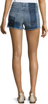 Thumbnail for your product : J Brand 1044 Mid-Rise Patchwork Denim Cutoff Shorts, Blue Pattern