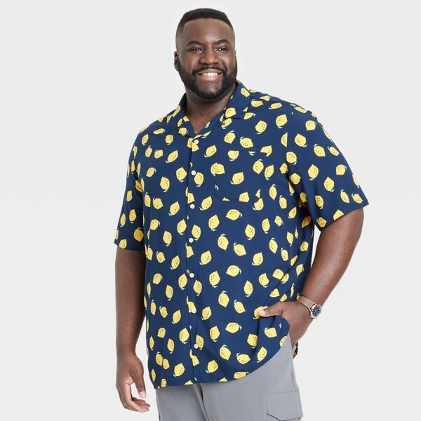 Men' Big & Tall Short Sleeve Collared Button-Down Shirt - Goodfellow & Co™  Lemon Yellow XLT - ShopStyle