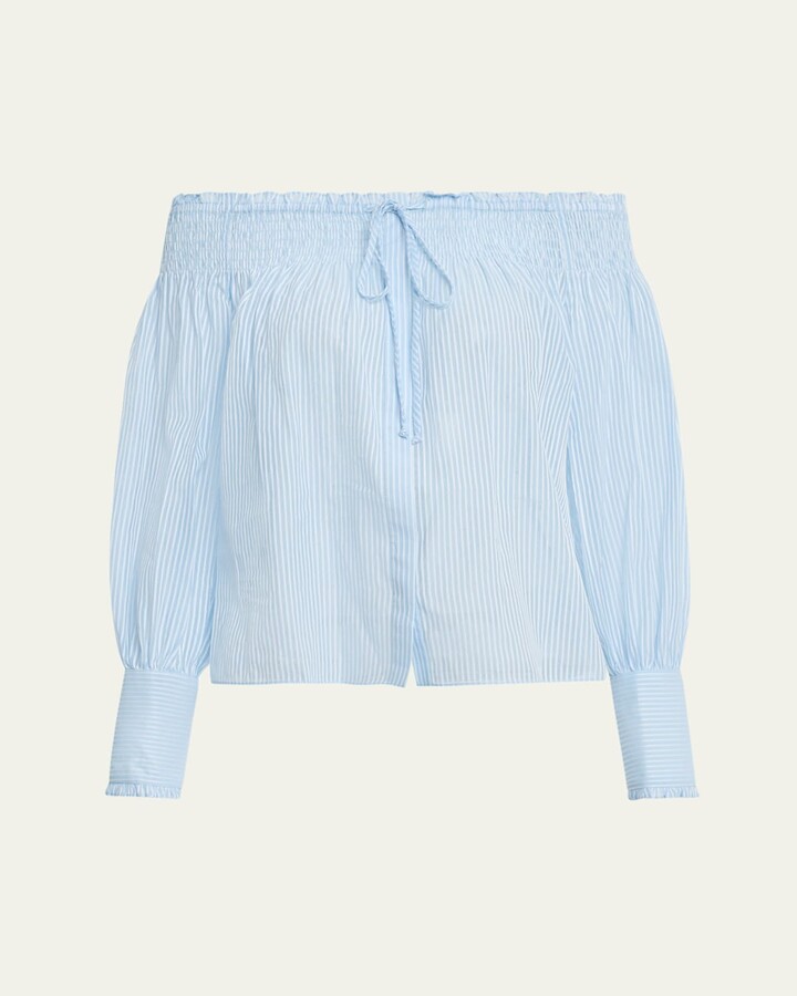Kobi Halperin Robin Striped Off-Shoulder Boxy Blouse