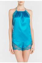 Thumbnail for your product : La Perla Exotique Off-White Silk Pyjama Shorts With Leavers Lace Trim