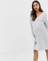 Thumbnail for your product : ASOS Maternity DESIGN Maternity knitted dress with V neck and tipping