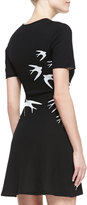 Thumbnail for your product : McQ Crepe Starling-Print Short-Sleeve Dress