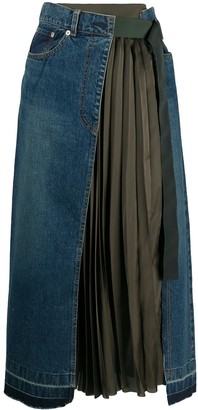 panelled denim skirt