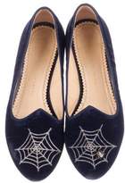 Thumbnail for your product : Charlotte Olympia Velvet Spider Web Loafers
