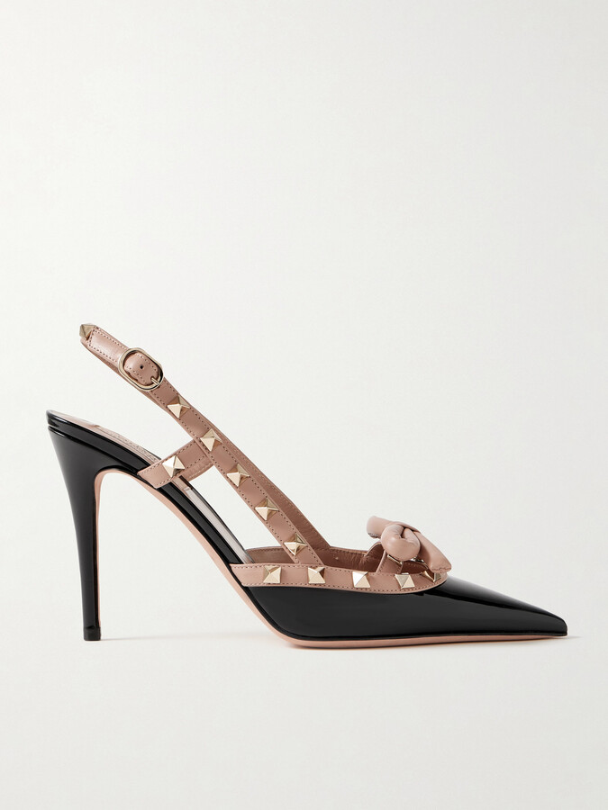 Valentino Garavani Rockstud 100 Bow-embellished Patent-leather ...