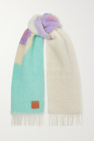 Thumbnail for your product : Loewe Fringed Color-block Mohair-blend Scarf - Lilac - one size