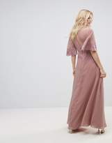 Thumbnail for your product : ASOS Design DESIGN lace applique flutter sleeve maxi dress