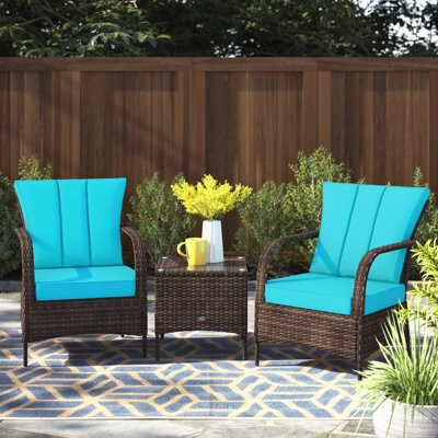 Zipcode Design Ariadne 3 Piece Rattan Seating Group with Cushions