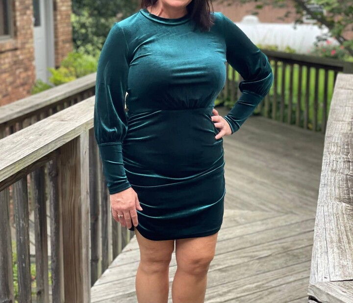 dear lover Velvet Dress In Green