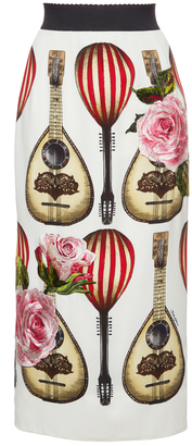 Dolce & Gabbana Mandolin Print Pencil Skirt