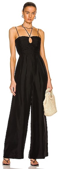Womens Clothing Jumpsuits and rompers Full-length jumpsuits and rompers Ulla Johnson Khalida Silk Halterneck Jumpsuit in Black 