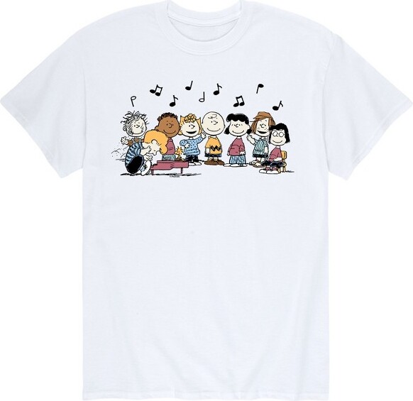 Peanuts Men'sPeanutsCharlieBrownandFriendsMusicShortSleeveGraphicT-Shirt-White-2X-Large