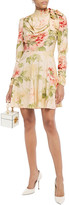 Thumbnail for your product : Zimmermann Tie-neck Draped Floral-print Stretch-silk Mini Dress