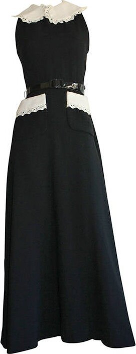 Donald Brooks Vintage Black & White Eyelet Belted Maxi Dress