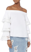 Thumbnail for your product : Exclusive for Intermix Jiho Off Shoulder Tiered Sleeve Top
