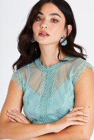 Thumbnail for your product : Little Mistress Monet Sage Lace Trim Prom Dress