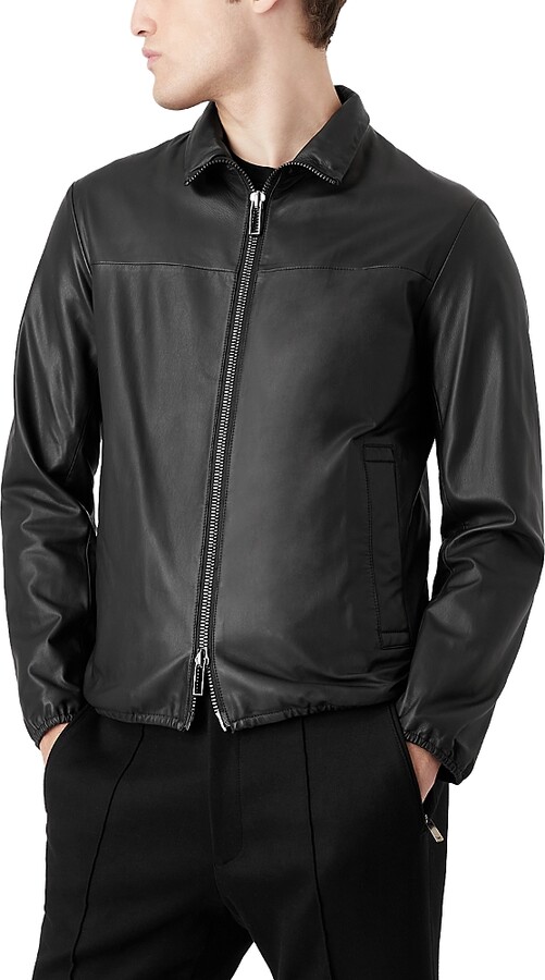 Emporio Armani Leather Full Zip Jacket - ShopStyle