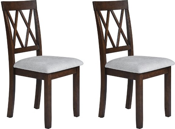 GDFStudioArcherUpholsteredDiningChairswithSolidWoodLegsandPaddedSeat(Setof2)Brown