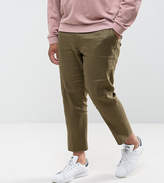 Thumbnail for your product : ASOS Design Plus Skinny Cropped Smart Pants In Khaki Linen Mix