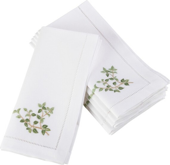 Saro Lifestyle SaroLifestyle6pkWhiteEmbroideredOreganoDesignNapkin20\