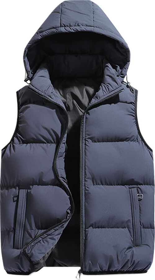 AIEOE Men Padded Gilet Sleeveless Jackets Winter Down Gilet Hooded ...