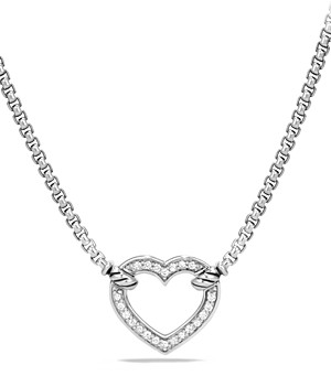 David Yurman Cable Collectibles Heart Station Necklace with Diamonds
