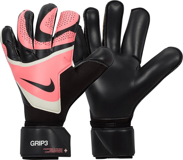 Nike Adult Grip3 Goalkeeper Gloves, Men's, Size 8, Black/Pink/White