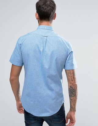 Farah Steen Short Sleeve Shirt Slim Fit 2 Color Oxford Buttondown in Blue