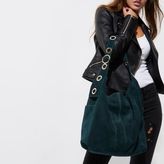 Thumbnail for your product : River Island Womens Dark green suede eyelet underarm slouch bag