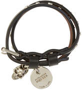 Thumbnail for your product : Alexander McQueen Black and Silver Studded Skull Double Wrap Bracelet