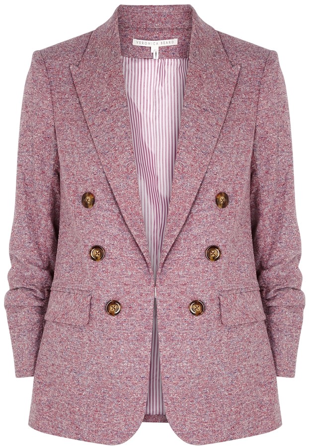 Veronica Beard Beacon Dickey pink tweed blazer - ShopStyle