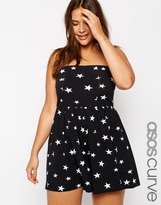 Thumbnail for your product : ASOS CURVE Bandeau Playsuit In Star Print