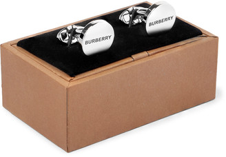 Burberry Logo-Engraved Silver-Plated And Enamel Cufflinks