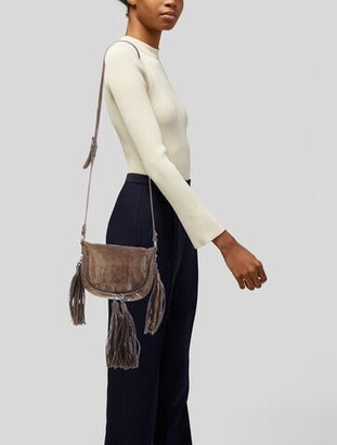 AllSaints Tassel Accented Fold Over Distressed Crossbody