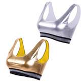 Thumbnail for your product : Dimplee Women Shiny Metallic Sports Bra Padded Stripe Band Wireless Dance Athletic Bras