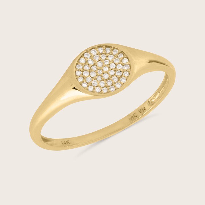 Pajure 14k Yellow Gold Lab Grown Diamond Signet Ring