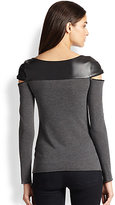 Thumbnail for your product : Bailey 44 Zipped Faux Leather-Yoke Jersey Tee