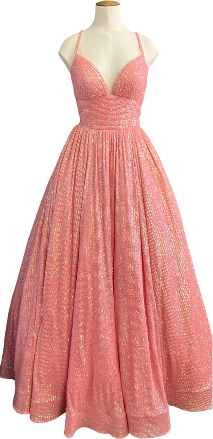 Sherri Hill Soft Sequin Ball Gown In Coral