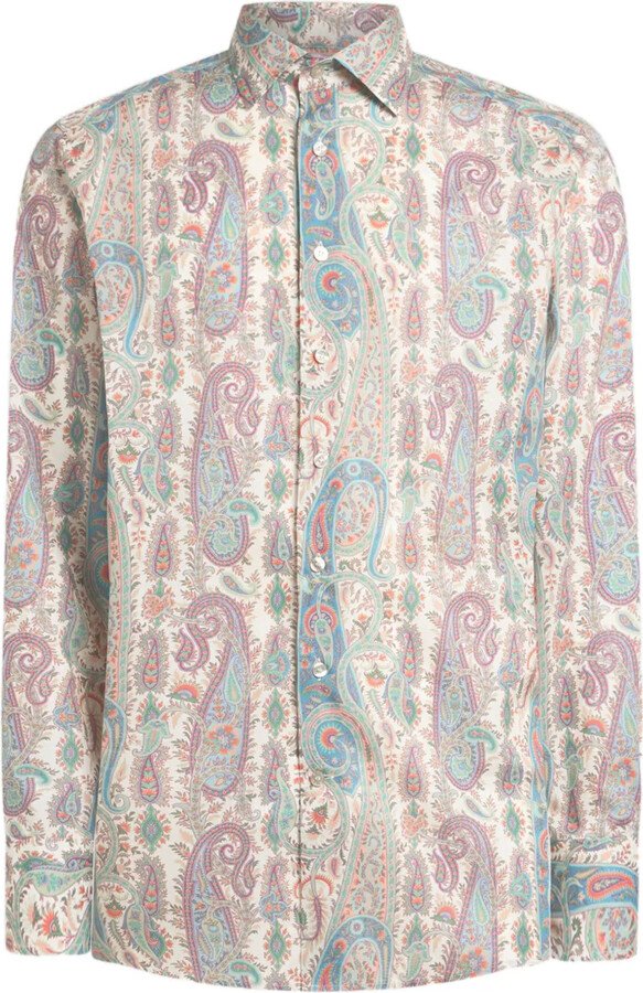 Etro Paisley Foliage Cotton Muslin Shirt