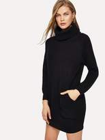 Thumbnail for your product : Shein Raglan Sleeve Pocket Front Longline Sweater